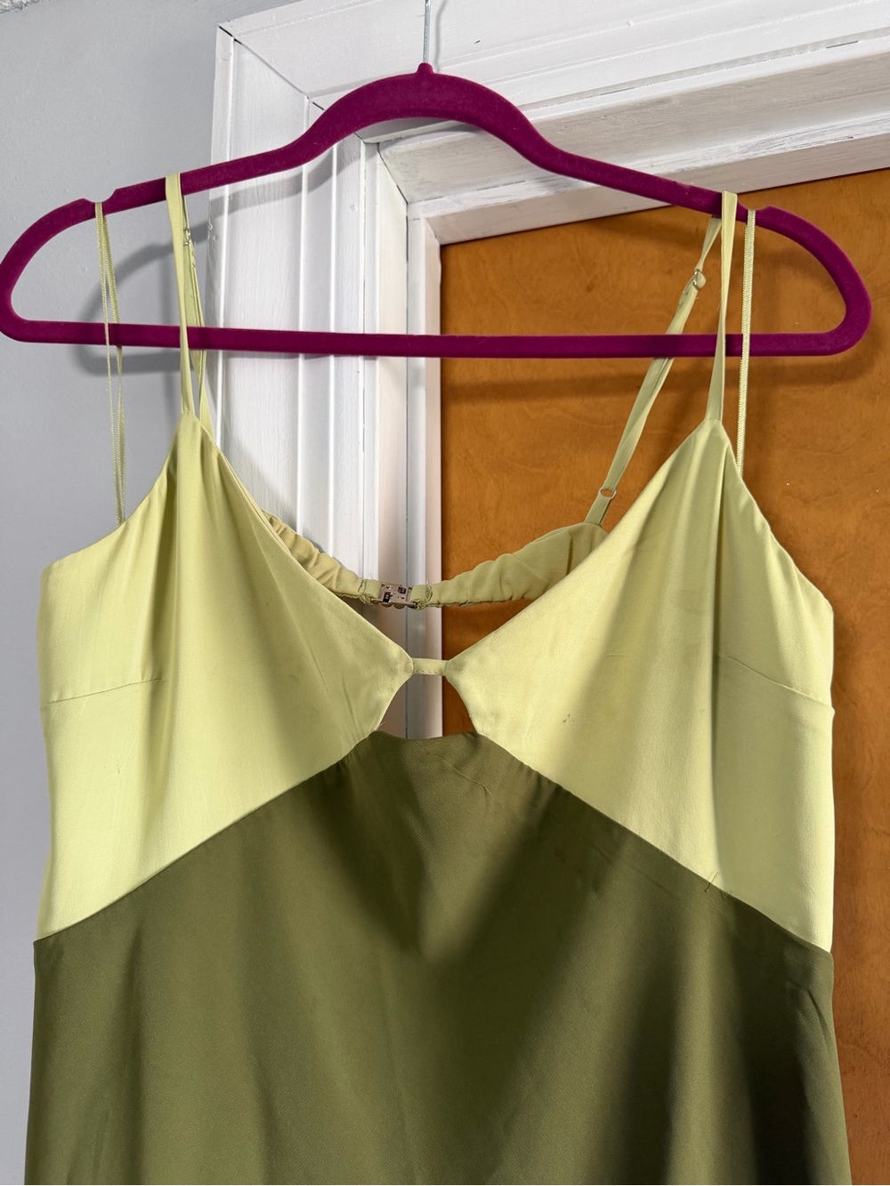 Abercrombie & Fitch Two-Tone Olive and Pale Lime Slip Cami